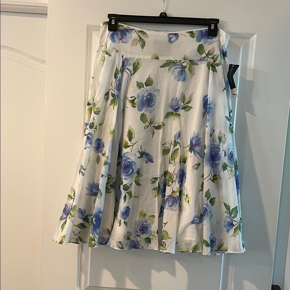 Jones New York Blue Floral A-Line Skirt